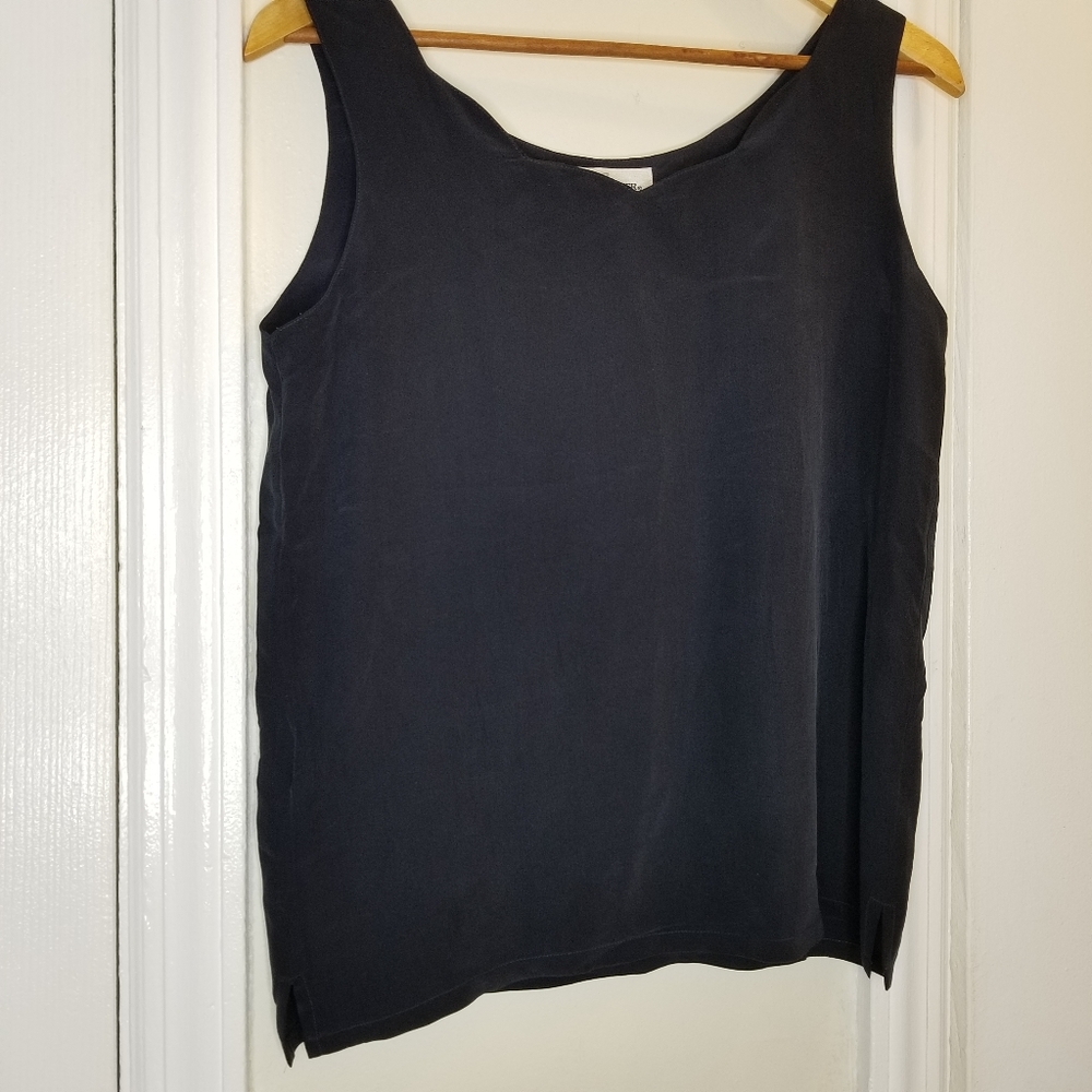 Casual Corner Silk Navy Blue Tank / Blouse
